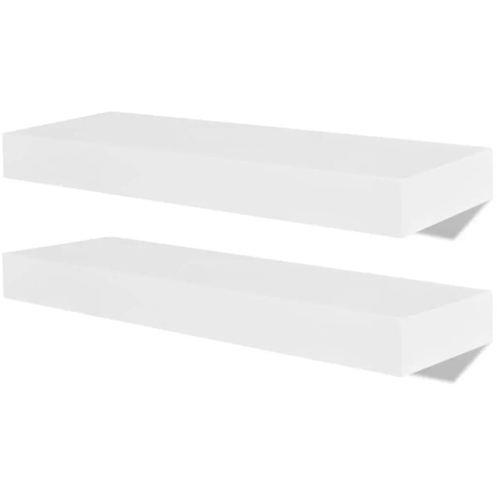 Wall Shelves Floating Set of 4 White 40cm Display Storage Home Decor