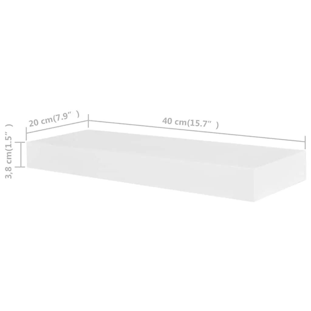 Wall Shelves Floating Set of 4 White 40cm Display Storage Home Decor