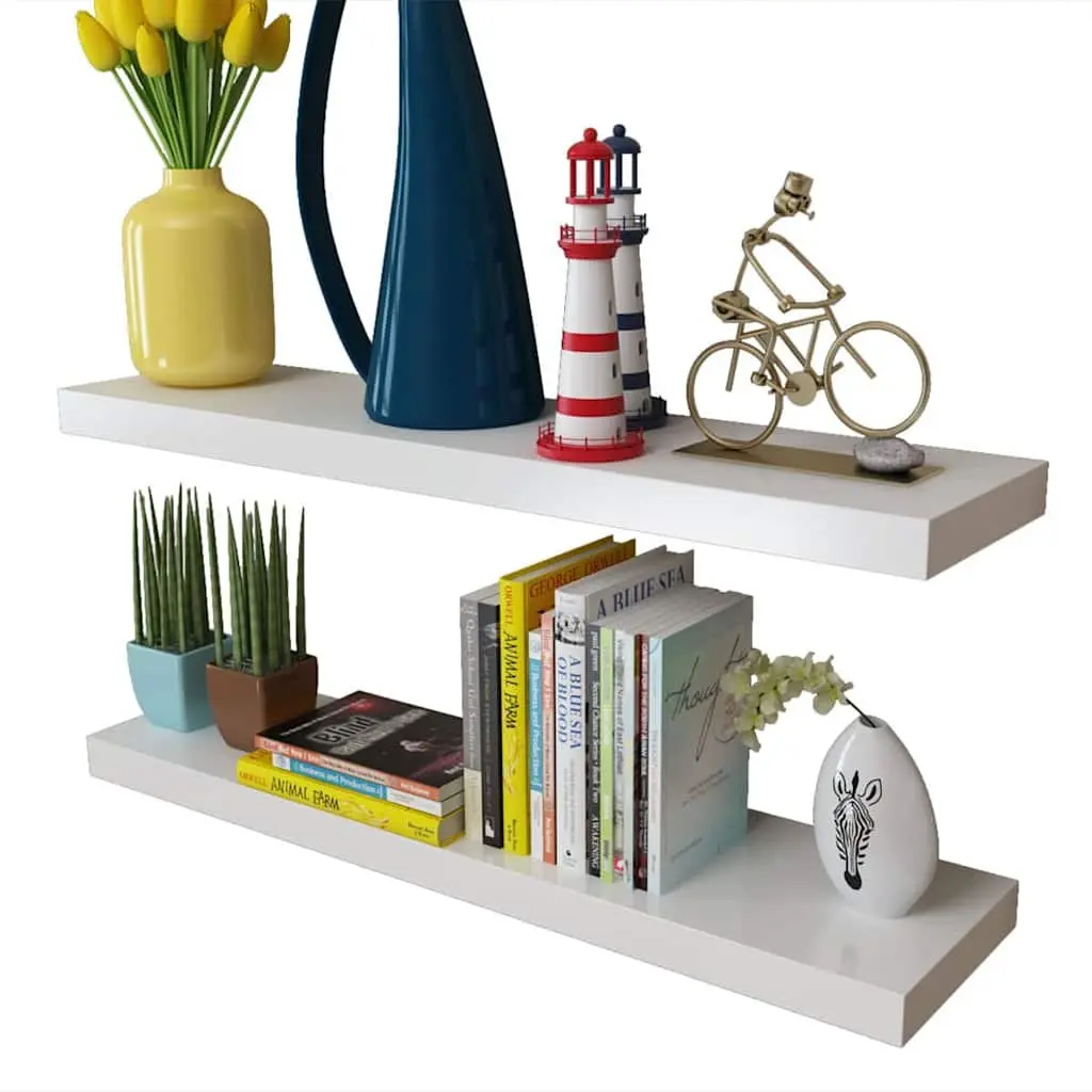Wall Shelves 4 pcs White 80 cm Display Floating Storage Hanging Shelving Unit