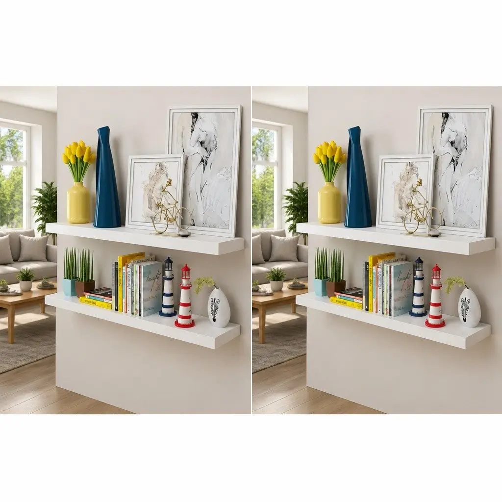 Wall Shelves Set 4 pcs White 100cm Floating Display Storage Shelving