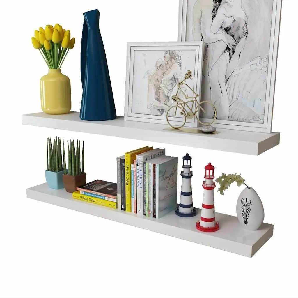 Wall Shelves Set 4 pcs White 100cm Floating Display Storage Shelving