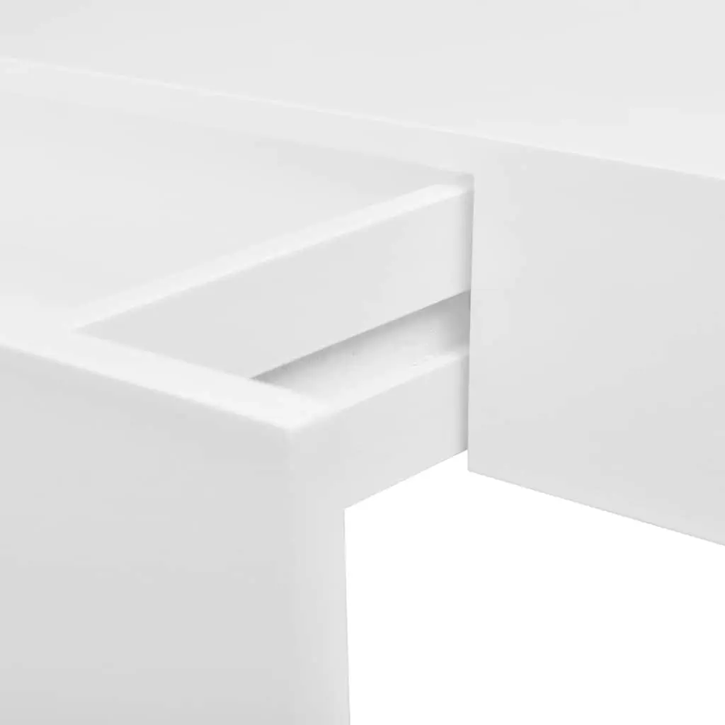 Floating Wall Shelves with Drawer Storage White 48cm Set of 2