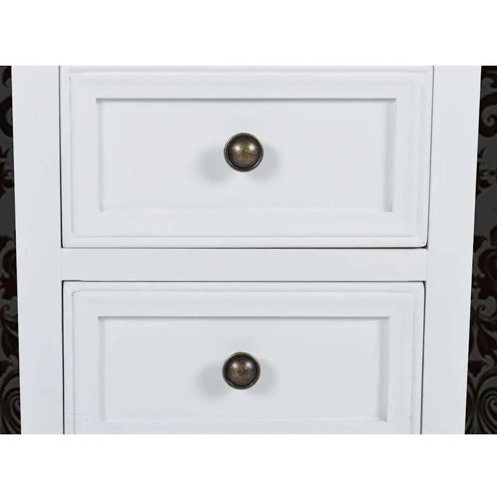 Bedside Tables Vintage Style Set of 4 White with Drawers