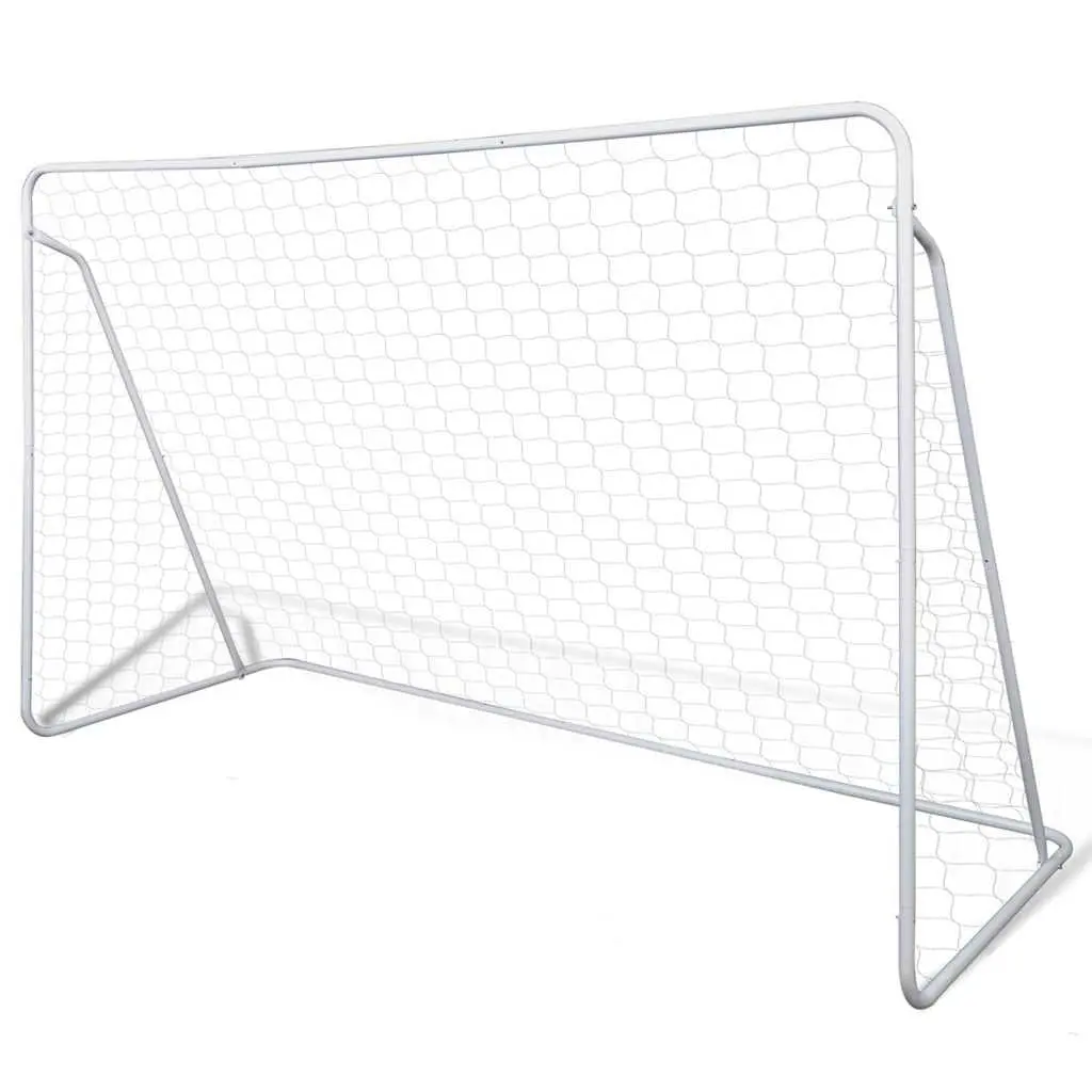 Football Goal Nets Steel Frame 240x90x150cm Set of 2 Training Competition Pitch