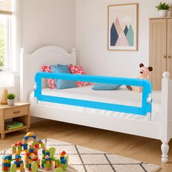 Toddler Safety Bed Rail 2 pcs Blue 150x42 cm Protective Guard Foldable