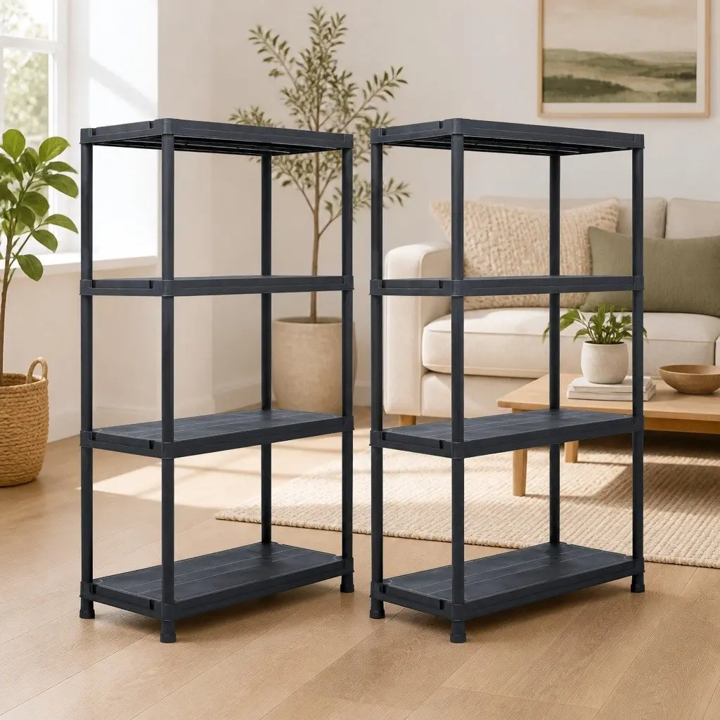 Storage Shelf Rack Plastic Black 60x30x138cm Industrial Shelving Unit
