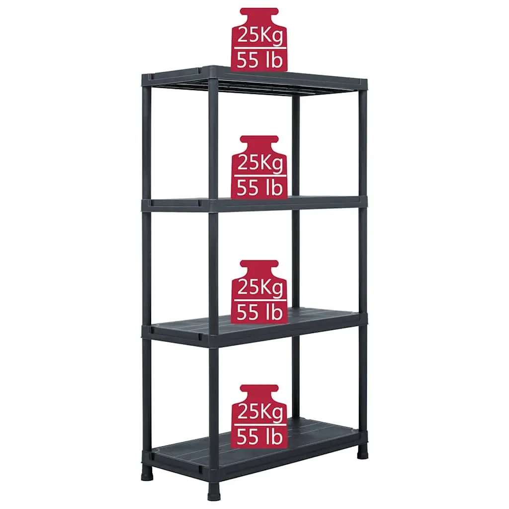 Storage Shelf Rack Plastic Black 60x30x138cm Industrial Shelving Unit