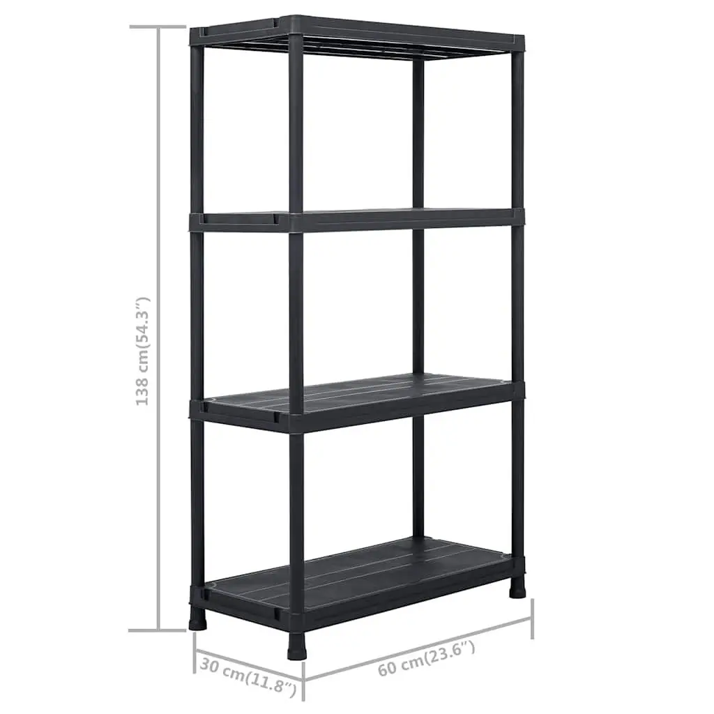 Storage Shelf Rack Plastic Black 60x30x138cm Industrial Shelving Unit