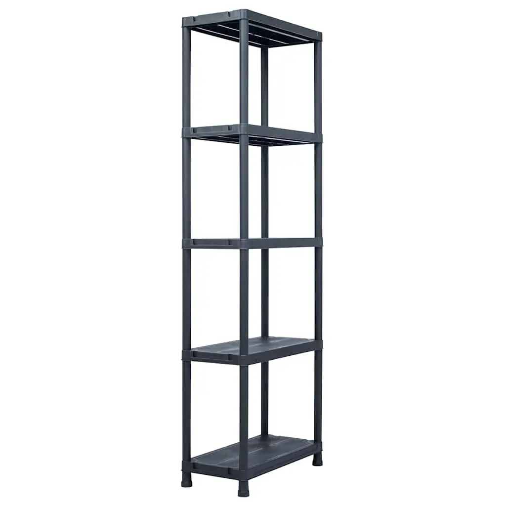 Storage Shelf Racks Black Plastic 60x30x180 cm 5 Piece