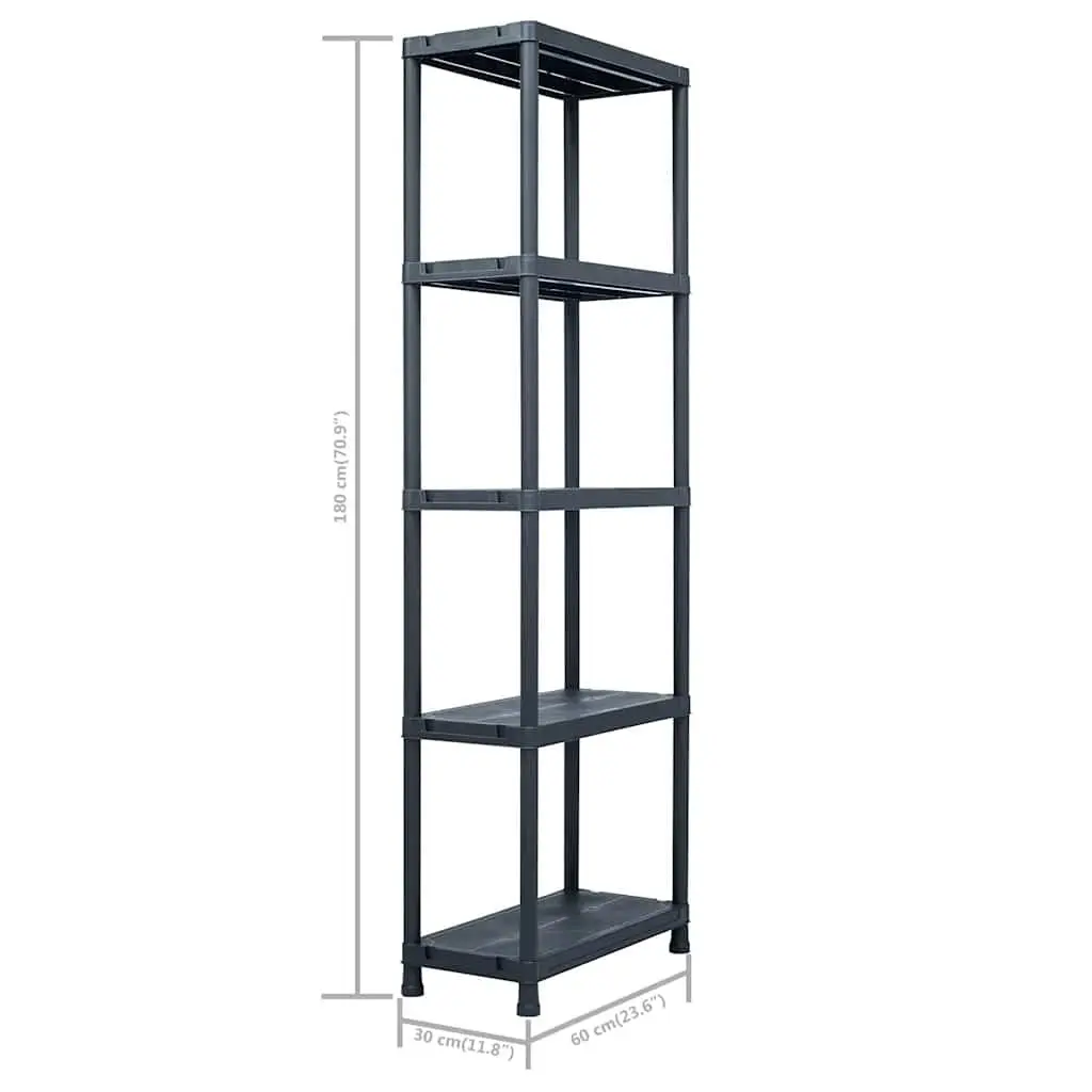 Storage Shelf Racks Black Plastic 60x30x180 cm 5 Piece