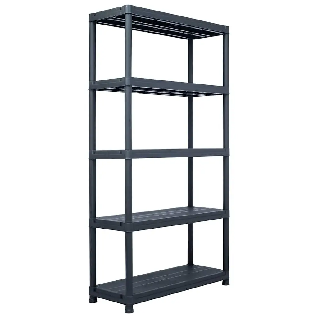 Storage Shelf Rack Plastic Black 80x40x180cm 2 Pcs