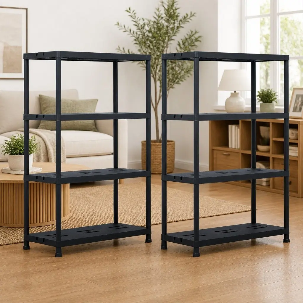 Storage Shelf Racks Heavy Duty Black 90x40x138 cm 2 Piece