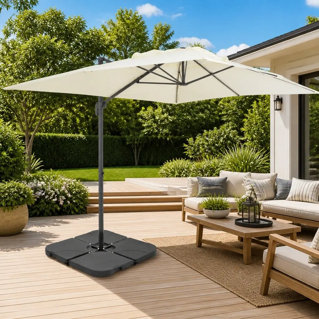 Garden Parasol UV-Resistant Aluminium Frame Tilt Rotate 360 Degree