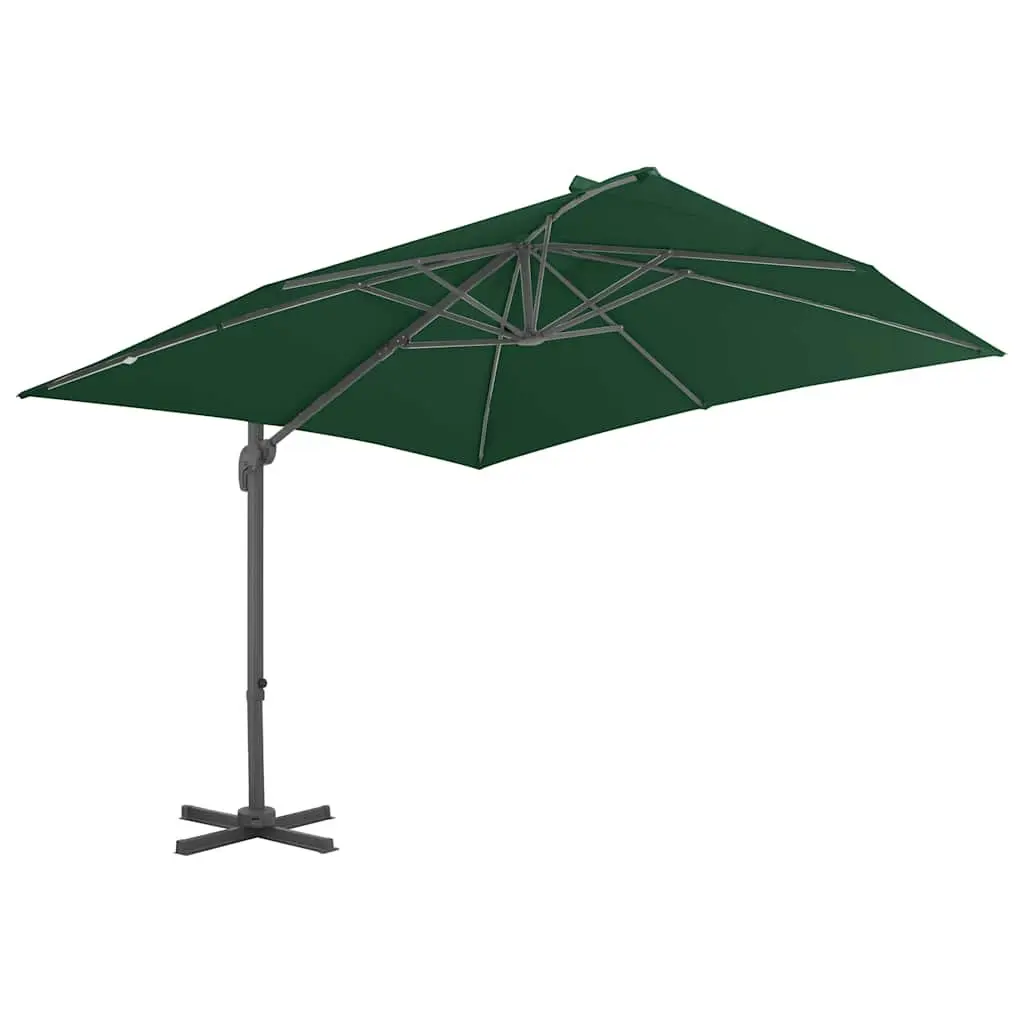 Garden Parasol Green UV-Resistant Outdoor Umbrella with Portable Base 360-Degree Rotation Adjustable Coverage