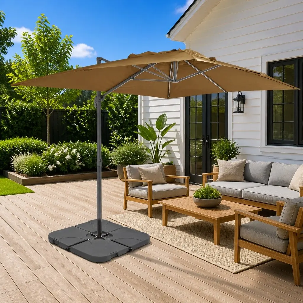 Garden Parasol UV-resistant Taupe Aluminium Frame 360 Degree Tilt Rotate
