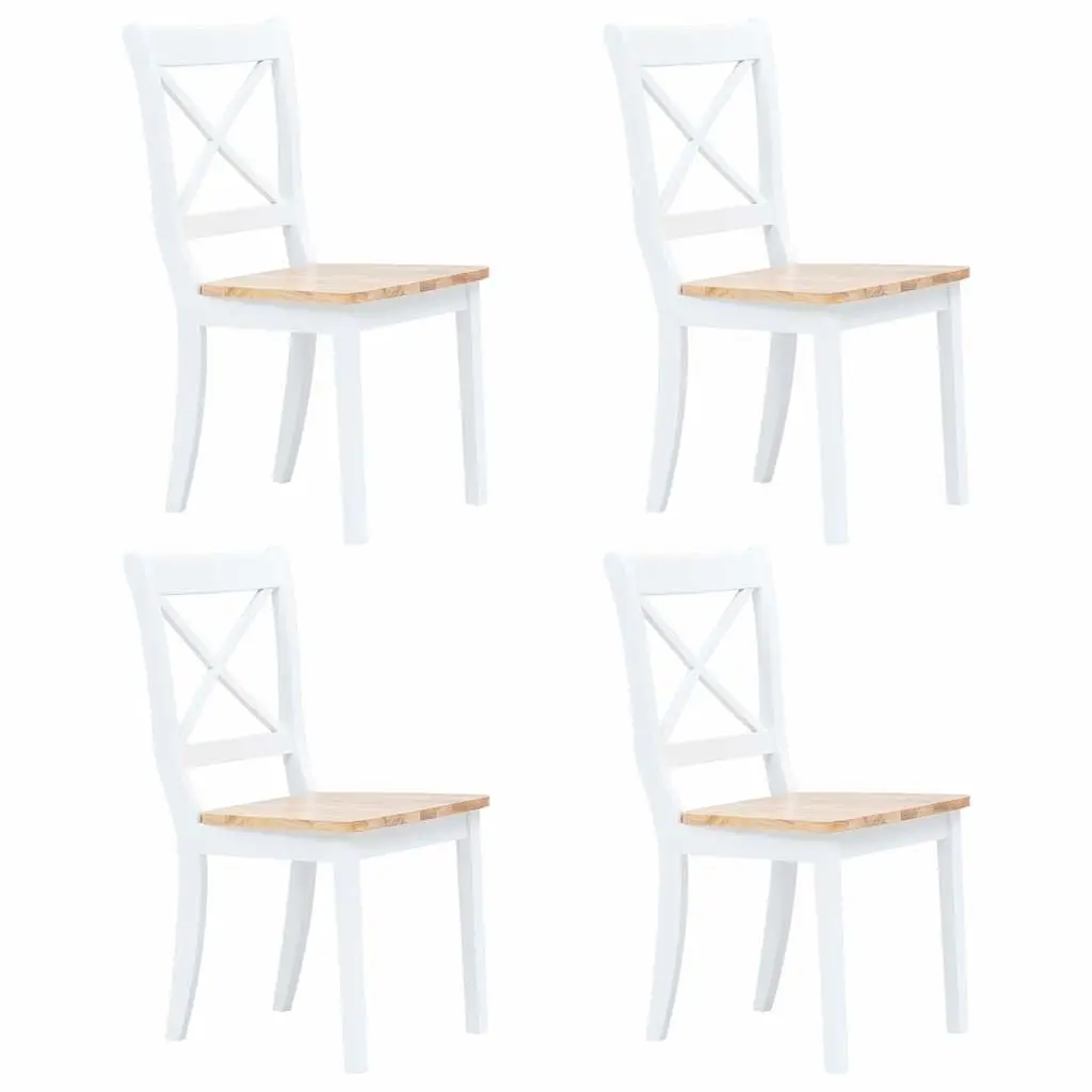 Dining Set White Solid Rubber Wood Kitchen Table 4 Chairs 5 Piece
