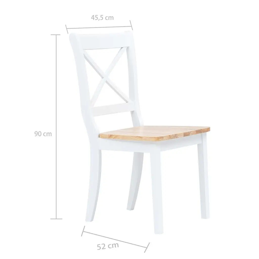 Dining Set White Solid Rubber Wood Kitchen Table 4 Chairs 5 Piece