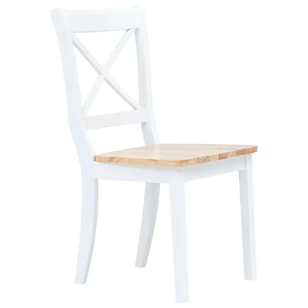 Dining Set White Solid Rubber Wood Kitchen Table 4 Chairs 5 Piece