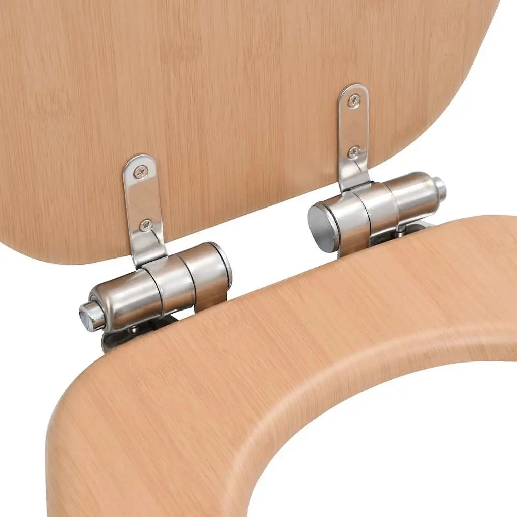 Toilet Seats 2 pcs Soft Close Lids Brown Bamboo Design Easy Install Bathroom
