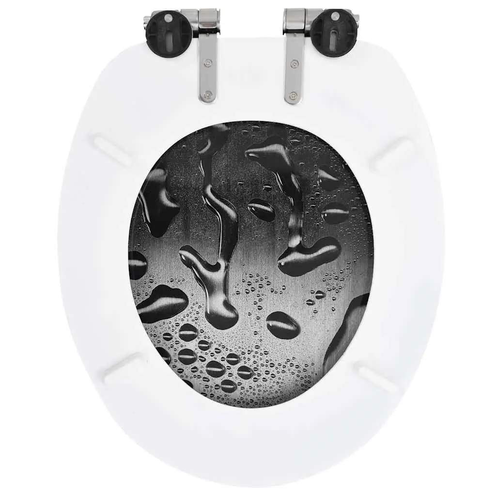 Toilet Seats 2 Pack with Soft Close Lids Water Drop Design Grey Bathroom