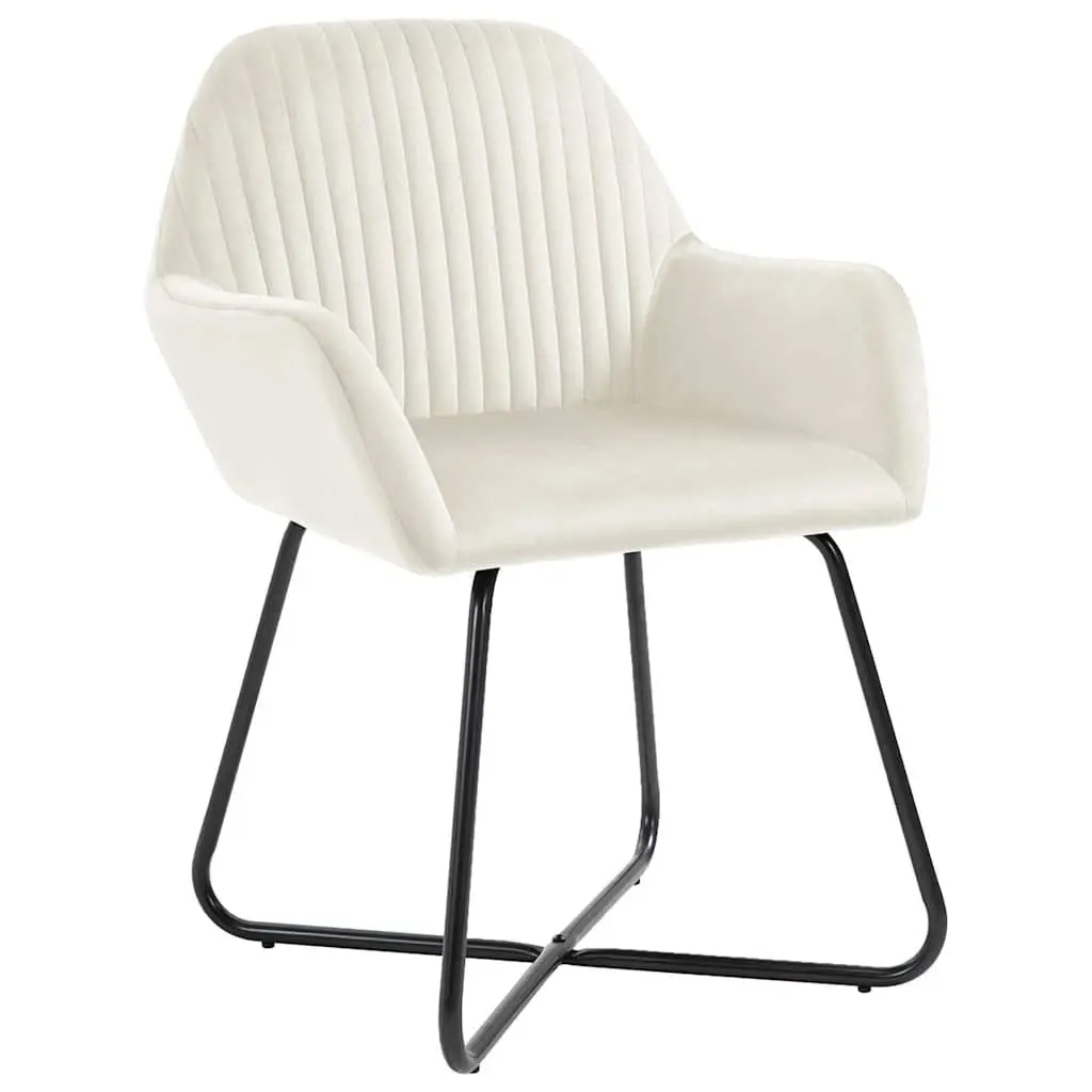 Dining Chairs Set of 4 Cream Velvet Kitchen Room Seating Furniture Armrest
