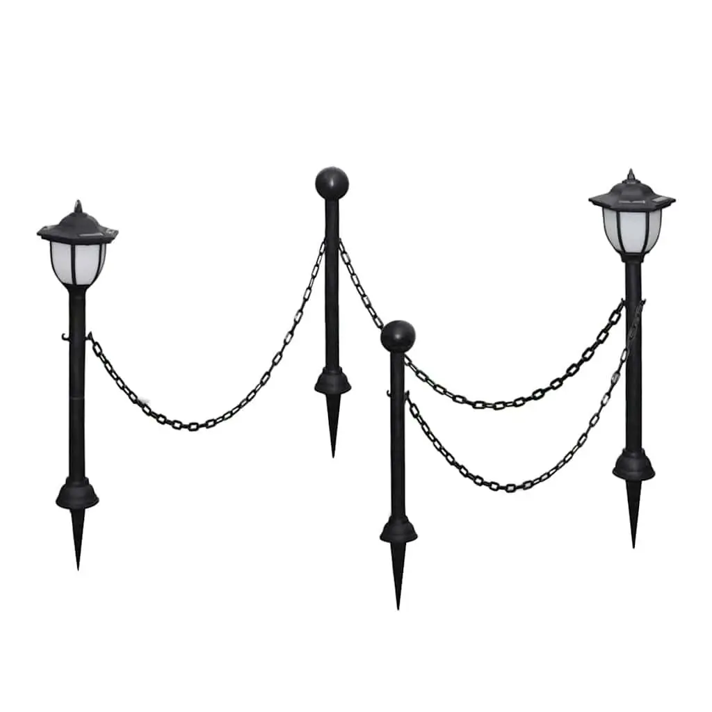 Solar Outdoor Lights 4 pcs Black Garden Fence Patio Yard Landscape Lamps Chain