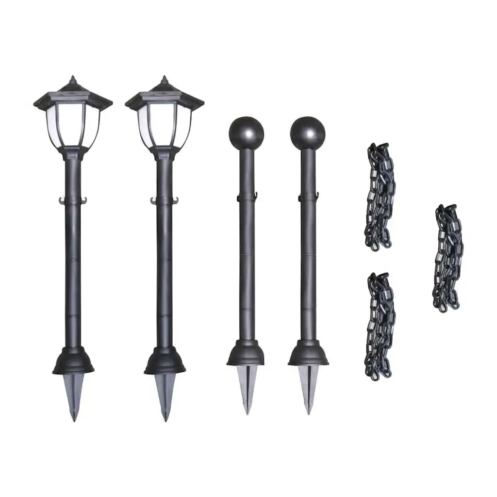 Solar Outdoor Lights 4 pcs Black Garden Fence Patio Yard Landscape Lamps Chain