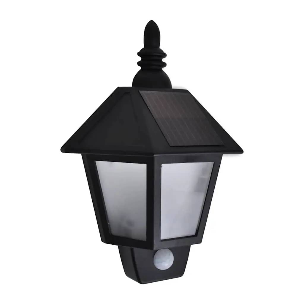 Solar Wall Lamps 2 pcs Motion Sensor Outdoor Garden Patio Fence Lighting Black