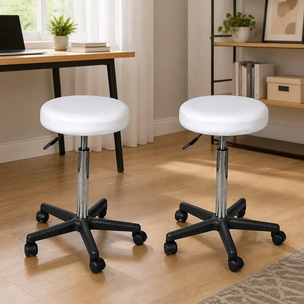 White Office Stools 2 pcs