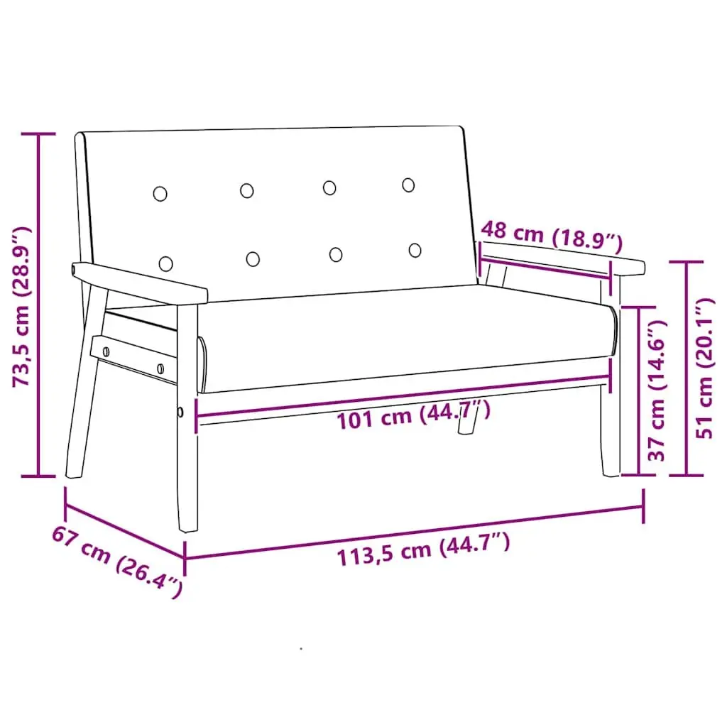Sofa Set Faux Leather Black 2 Piece 2-Seater Lounge Couch Armchair