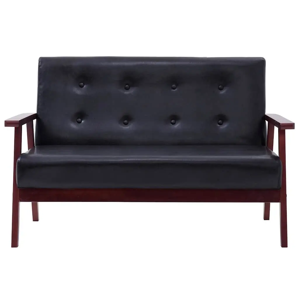 Sofa Set Faux Leather Black 2 Piece 2-Seater Lounge Couch Armchair