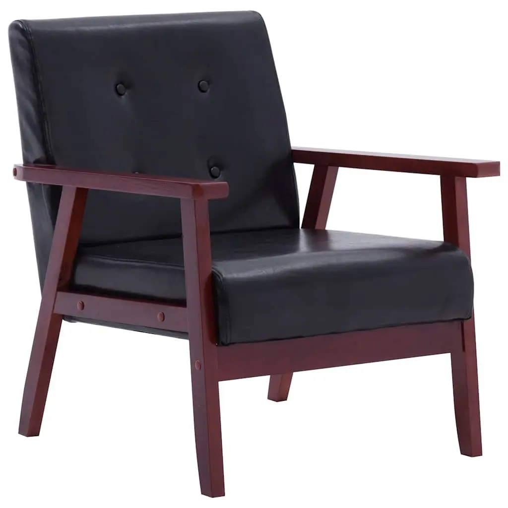 Sofa Set Faux Leather Black 2 Piece 2-Seater Lounge Couch Armchair