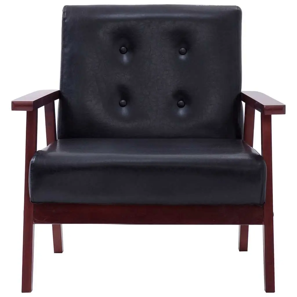 Sofa Set Faux Leather Black 2 Piece 2-Seater Lounge Couch Armchair