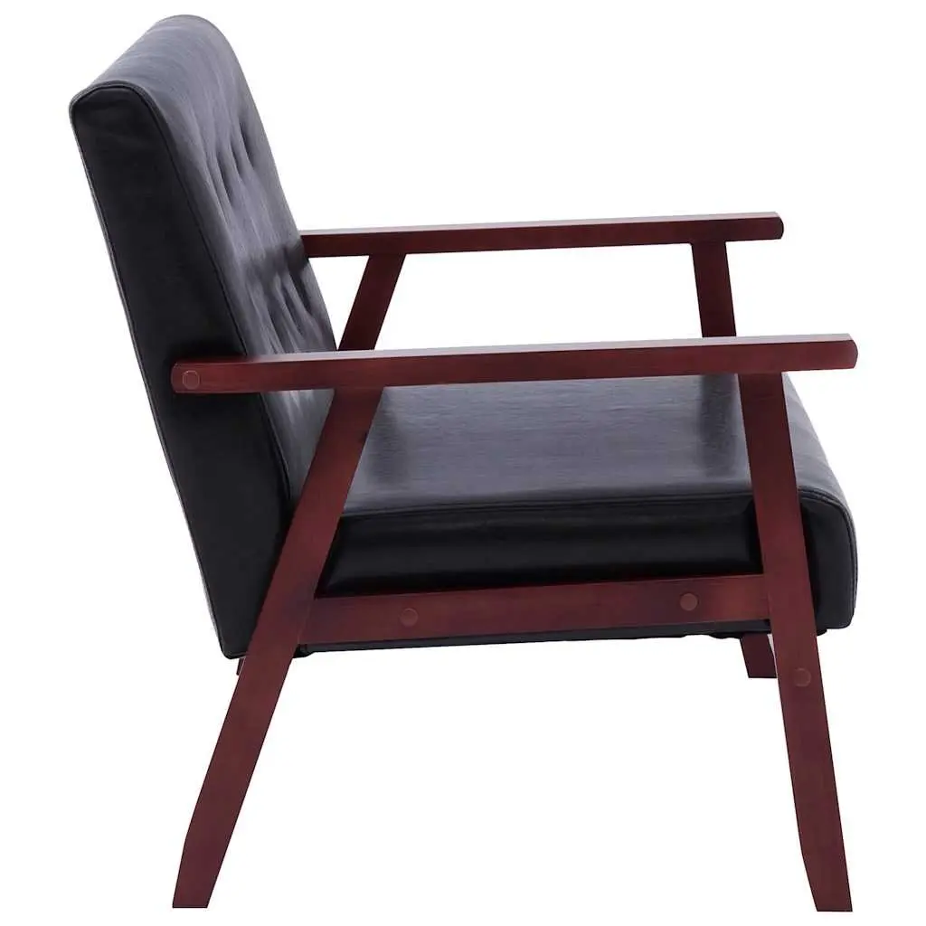 Sofa Set Faux Leather Black 2 Piece 2-Seater Lounge Couch Armchair