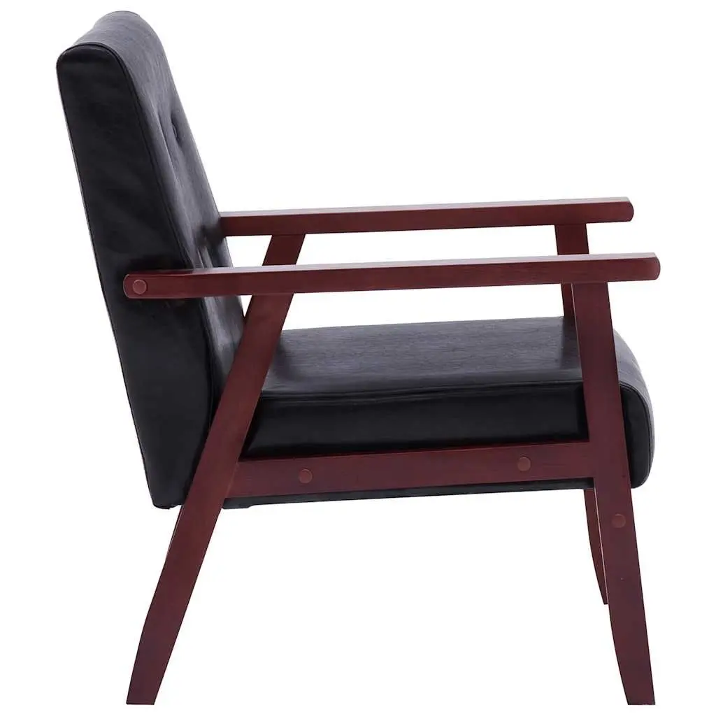 Sofa Set Faux Leather Black 2 Piece 2-Seater Lounge Couch Armchair