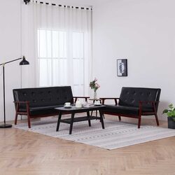 Your Ideal Black Faux Leather Sofa Set Awaits