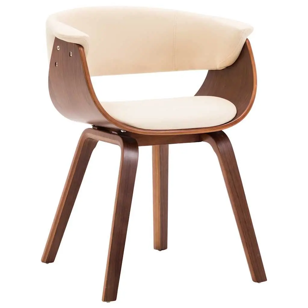 Dining Chairs Cream Faux Leather Upholstered Bent Wood Frame Set of 2