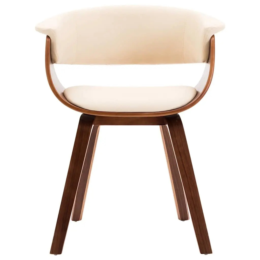 Dining Chairs Cream Faux Leather Upholstered Bent Wood Frame Set of 2