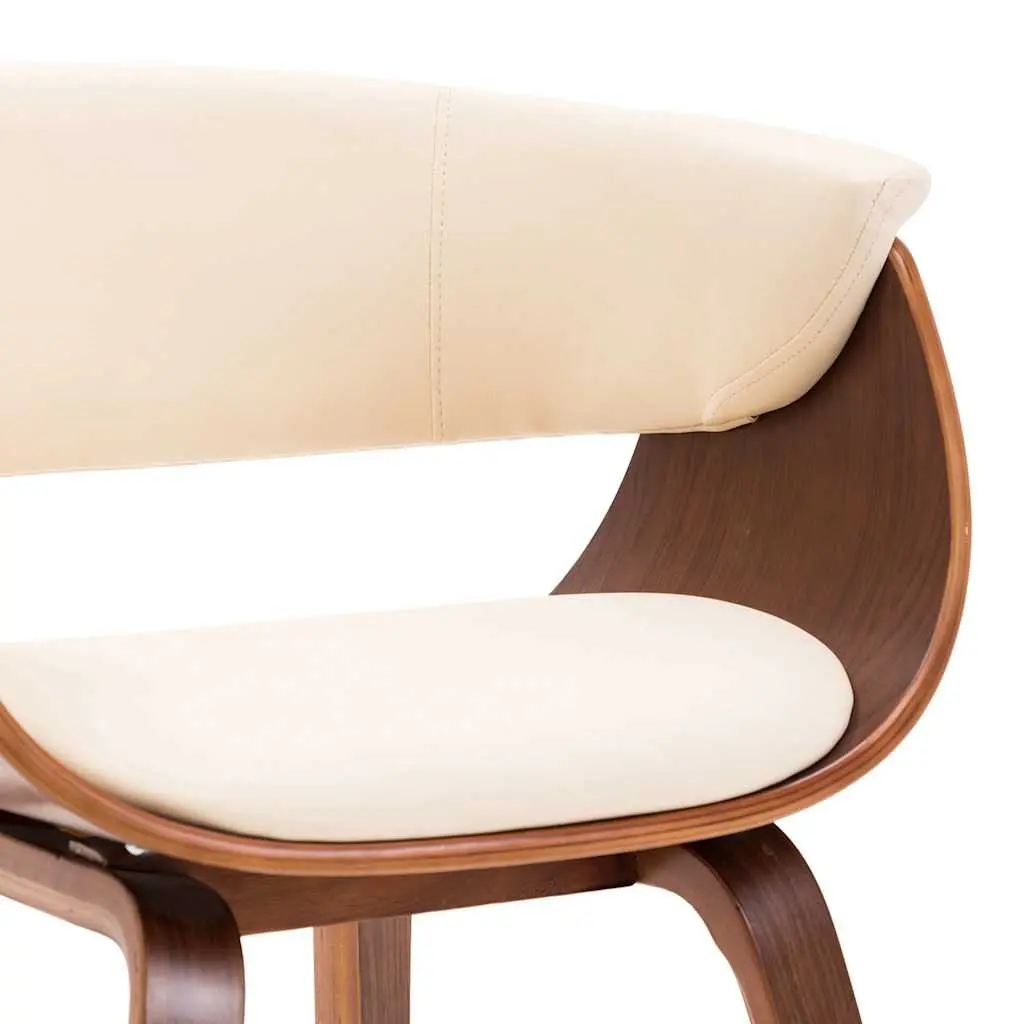 Dining Chairs Cream Faux Leather Upholstered Bent Wood Frame Set of 2