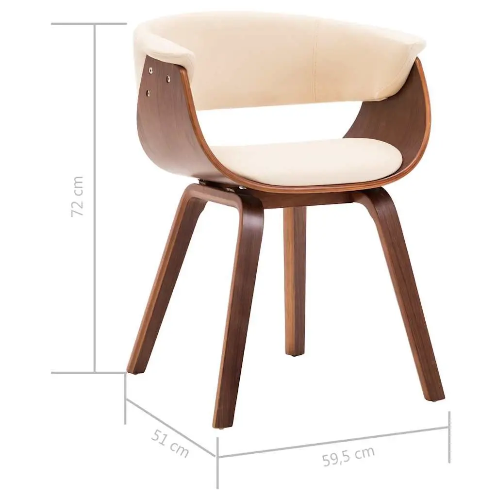 Dining Chairs Cream Faux Leather Upholstered Bent Wood Frame Set of 2
