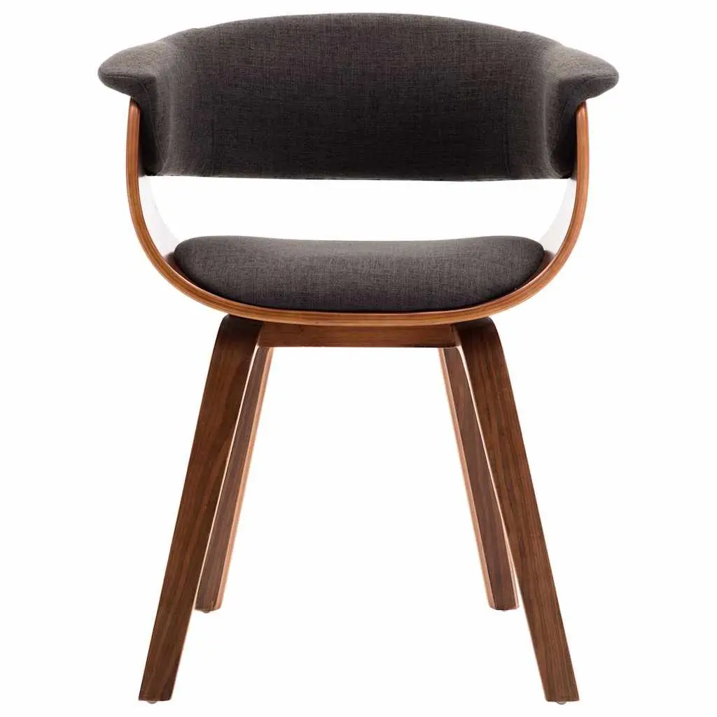 Dining Chairs Set 2 pcs Grey Bent Wood Frame Fabric Upholstered