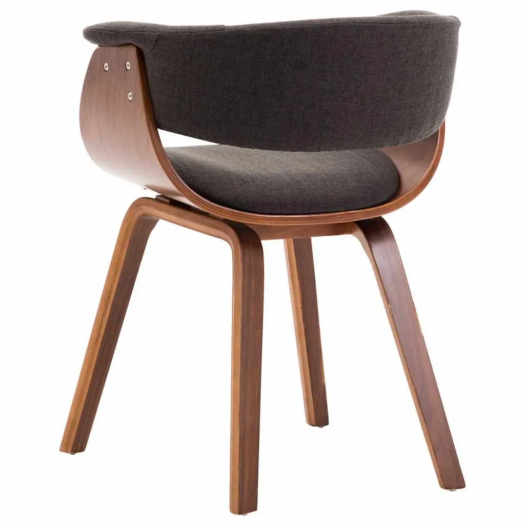 Dining Chairs Set 4 pcs Grey Fabric Upholstered Bent Wood Frame