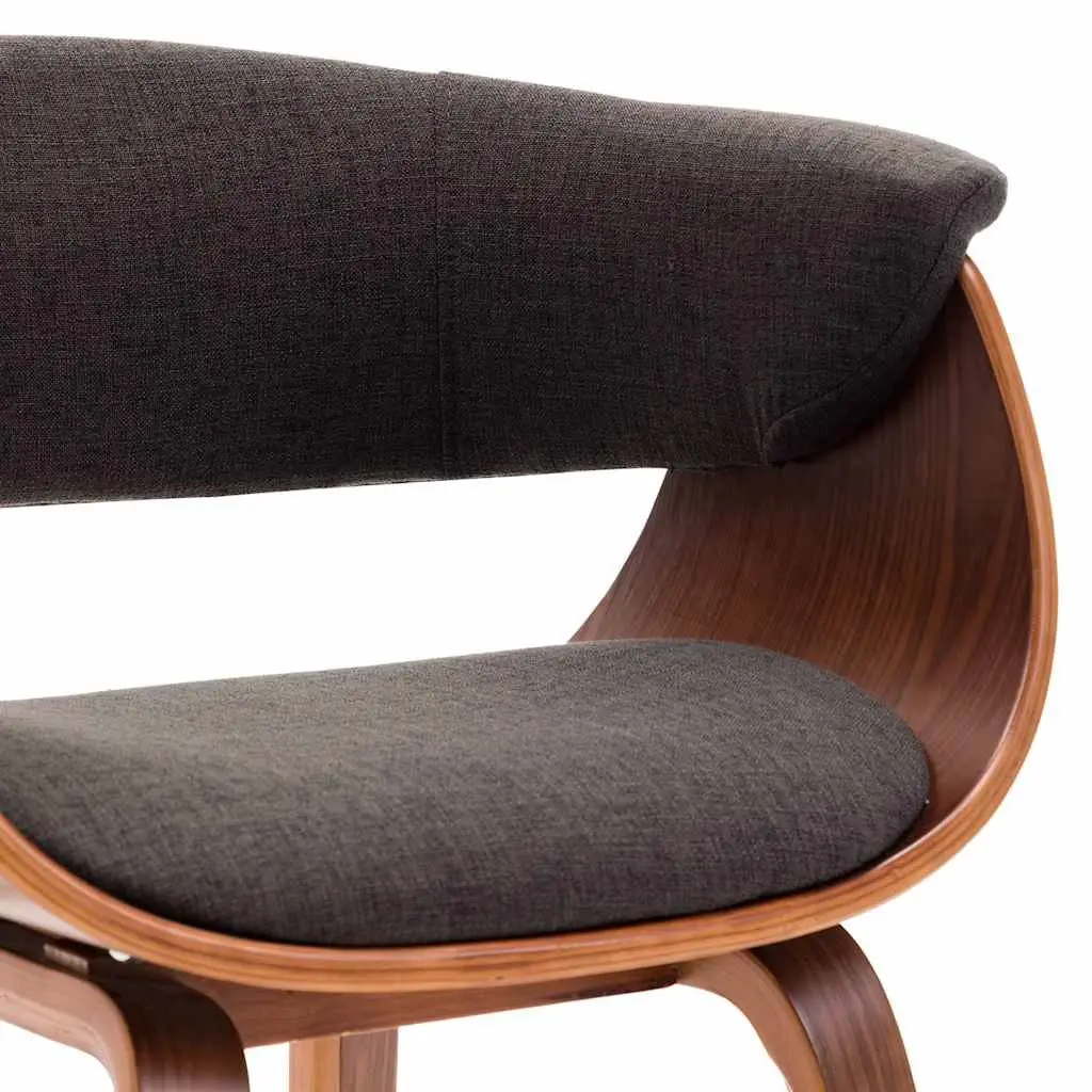 Dining Chairs Set 4 pcs Grey Fabric Upholstered Bent Wood Frame