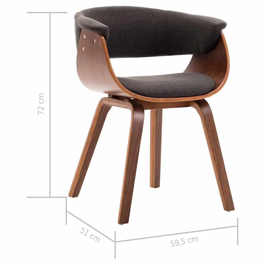 Dining Chairs Set 4 pcs Grey Fabric Upholstered Bent Wood Frame