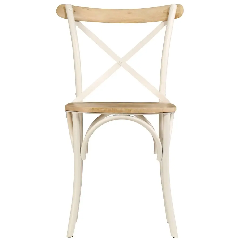Dining Chairs 4 pcs White Kitchen Room Seating Set Retro Open Back Design