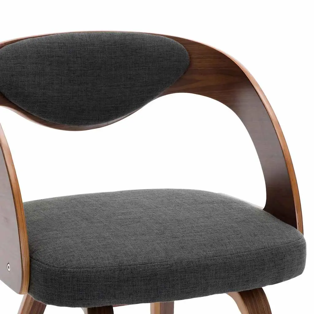 Dining Chairs Grey Fabric Upholstered Bent Wood Frame 6 Piece