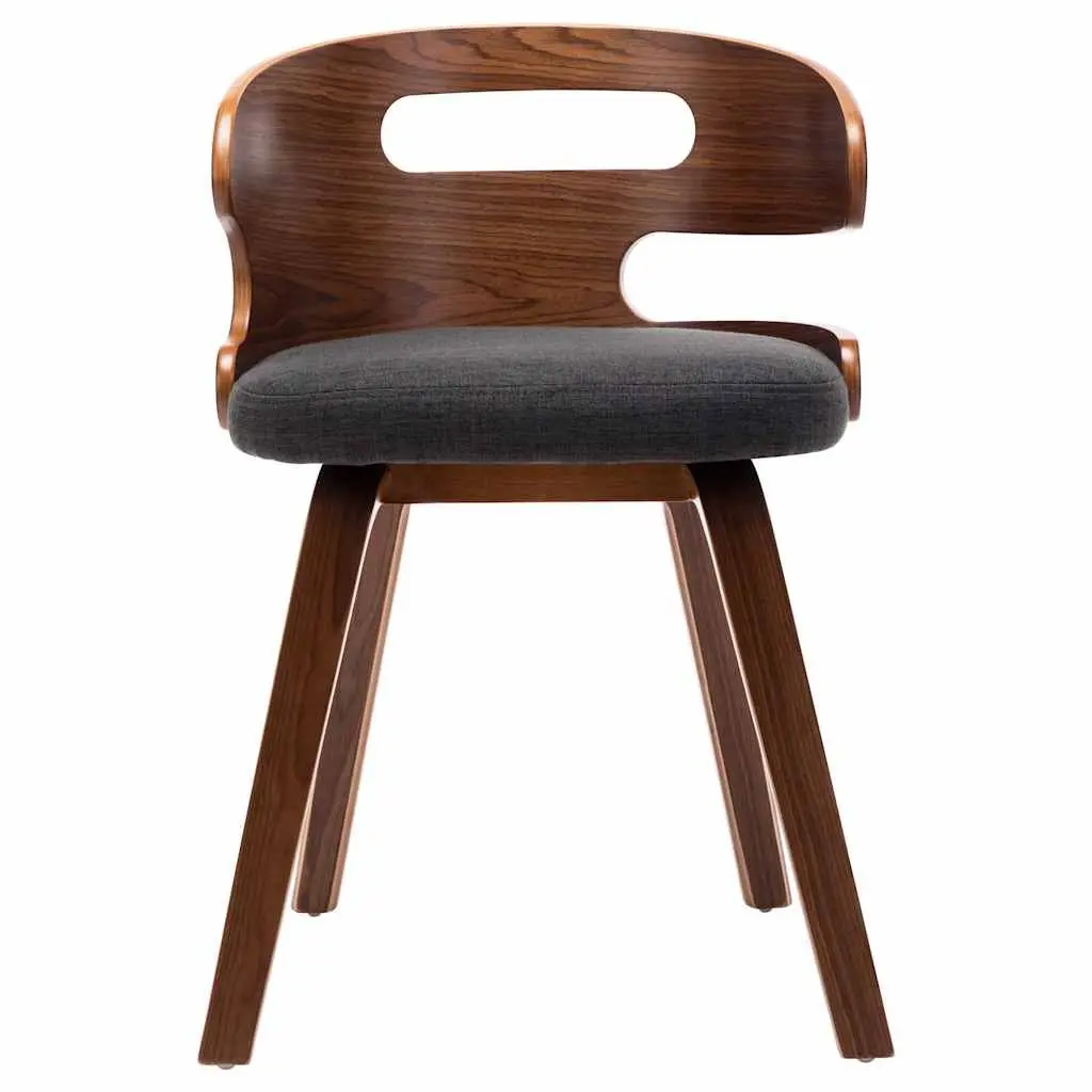 Dining Chairs Set 4 pcs Grey Bent Wood Frame Fabric Upholstered Kitchen Seating