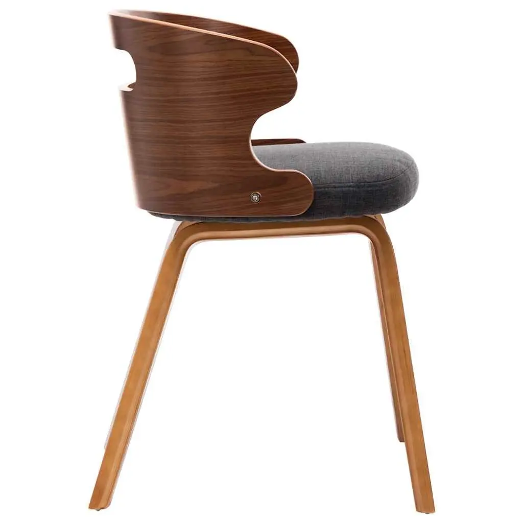 Dining Chairs Set 6 pcs Grey Bent Wood Frame Fabric Upholstered Kitchen Seating