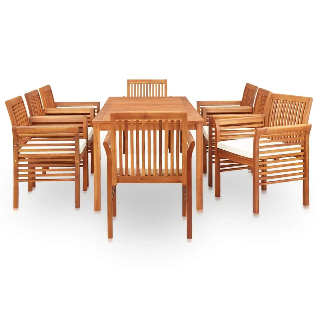 Outdoor Dining Set 9 Piece Wood Acacia Table Chair with Cushions Patio Garden