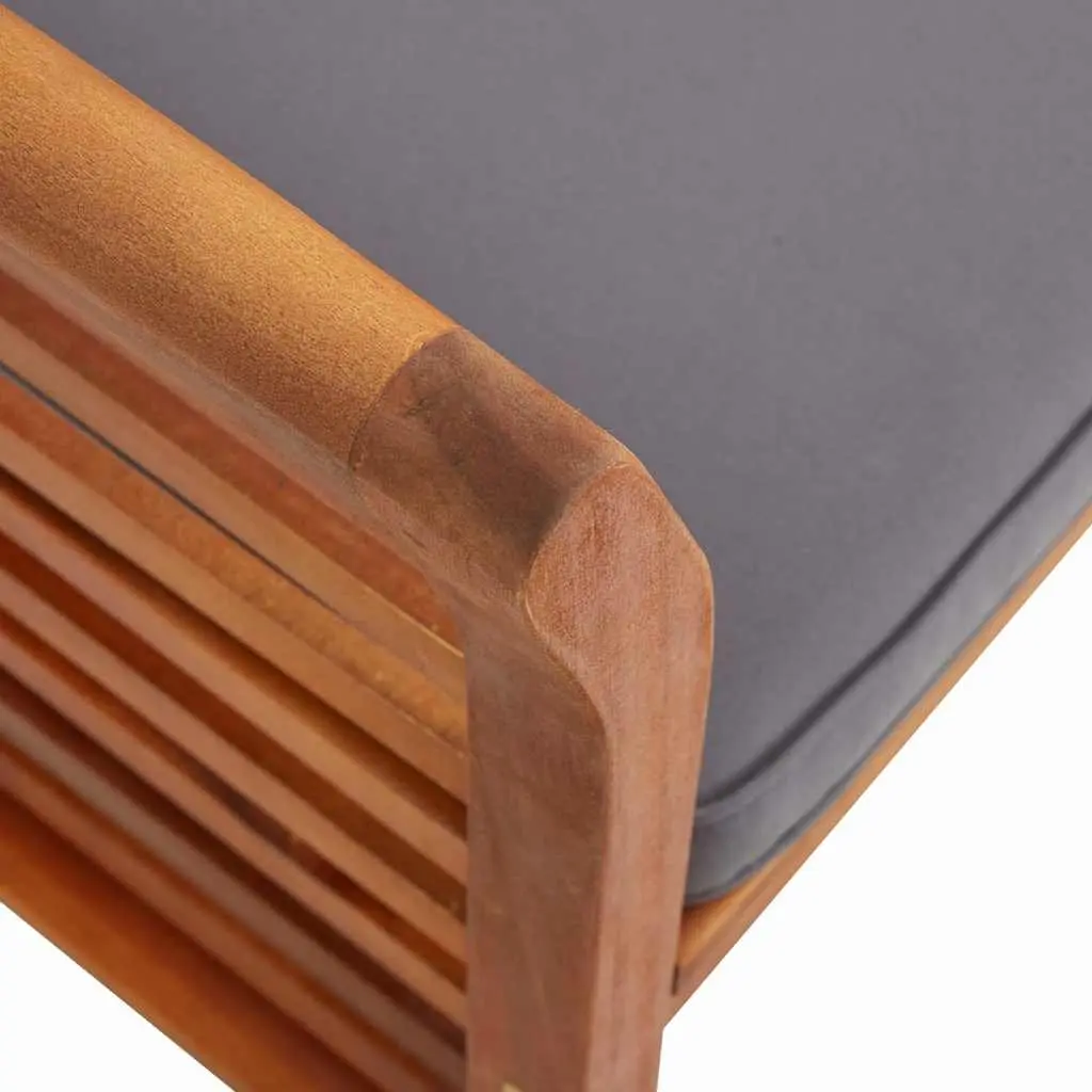 7 Piece Outdoor Dining Set Brown Solid Wood Acacia Table and Chair Cushions